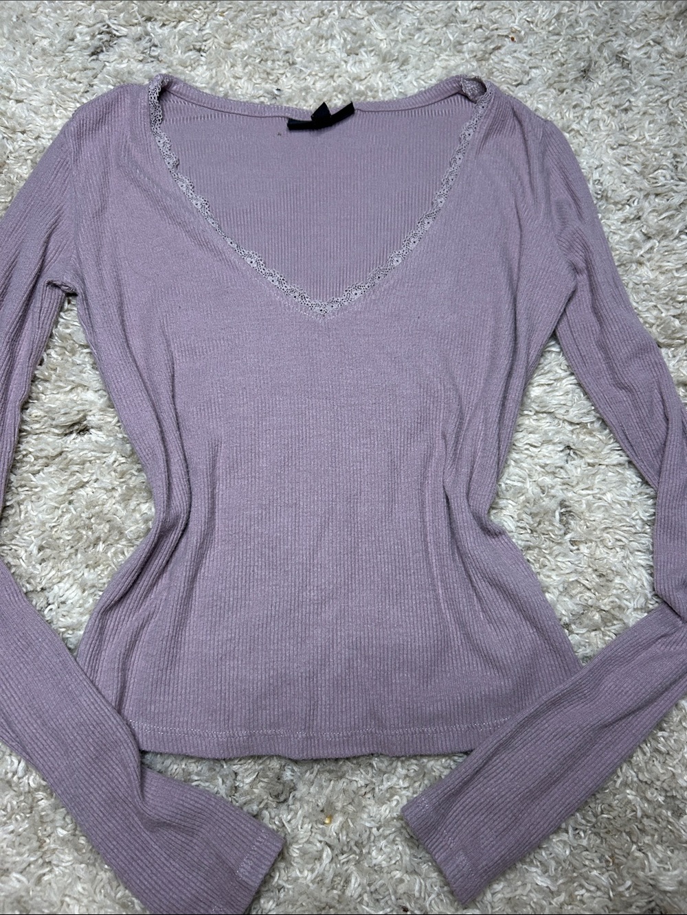Self Esteem Dusty Lavender Ribbed Top